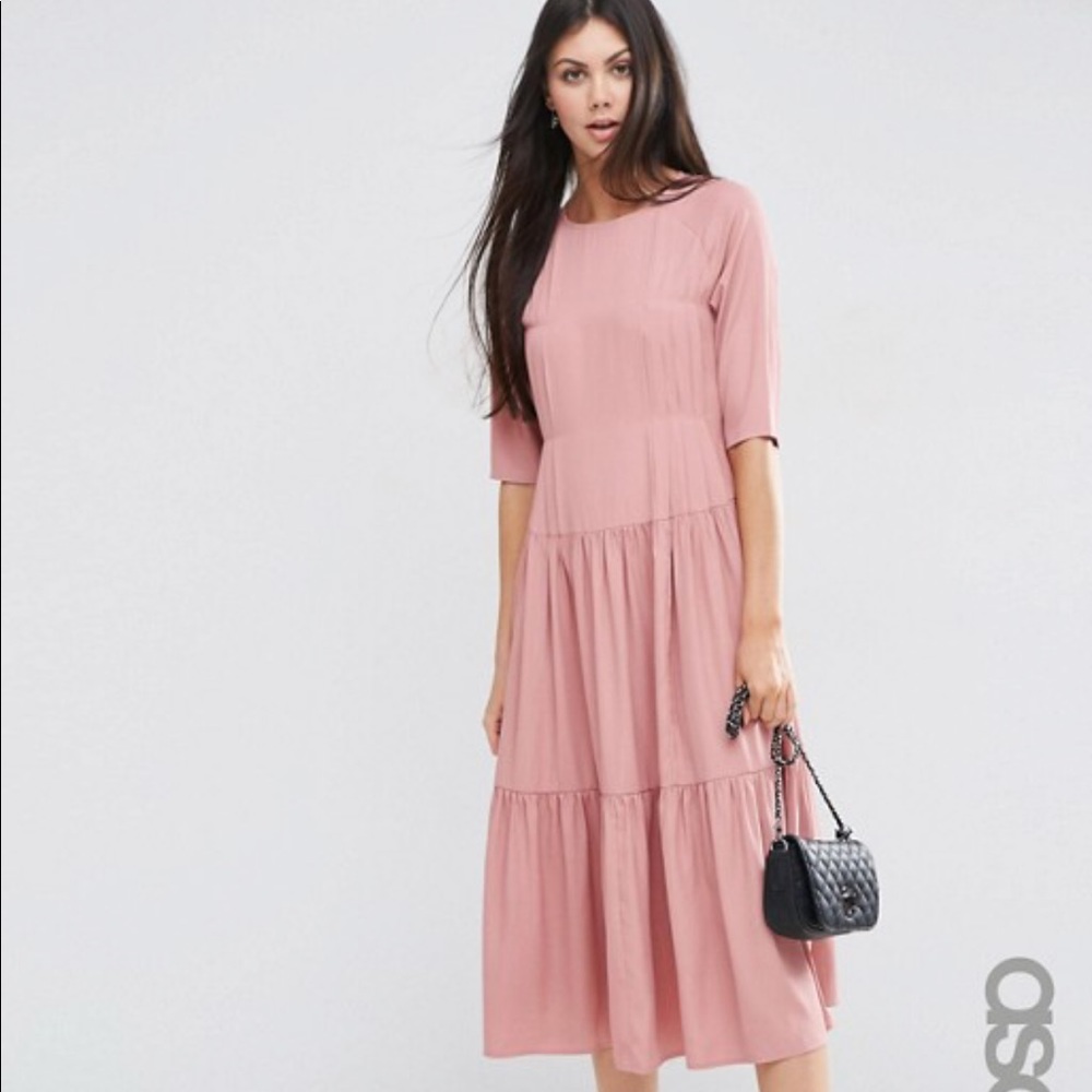 ASOS TALL Pleat Front Smock City Midi Dress